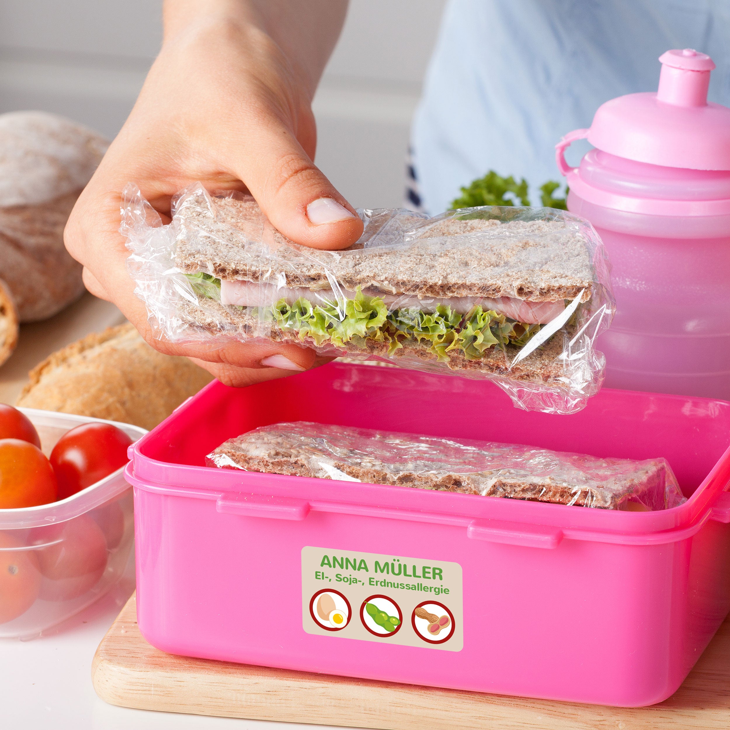 Aufkleber "Allergien & Unverträglichkeiten" inkl. Individualisierung (100 Stück - 47x26 mm) - kinder-druckerei.de