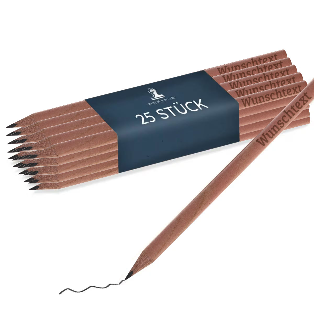 Lasergravierte Dreikant-Bleistifte (25 Stück) - kinder-druckerei.de