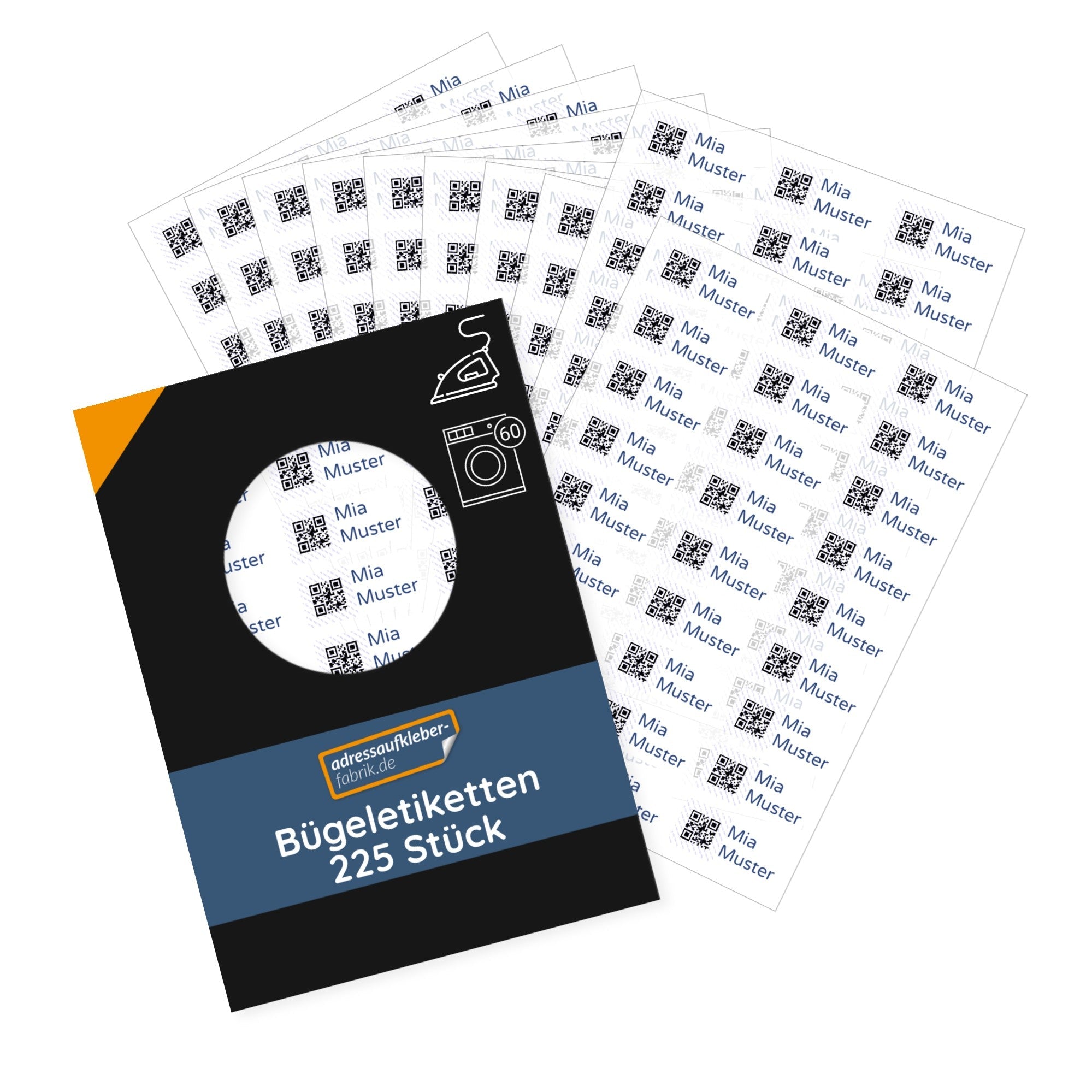 225 Stück Bügeletiketten mit QR Code 30x13 mm - kinder-druckerei.de