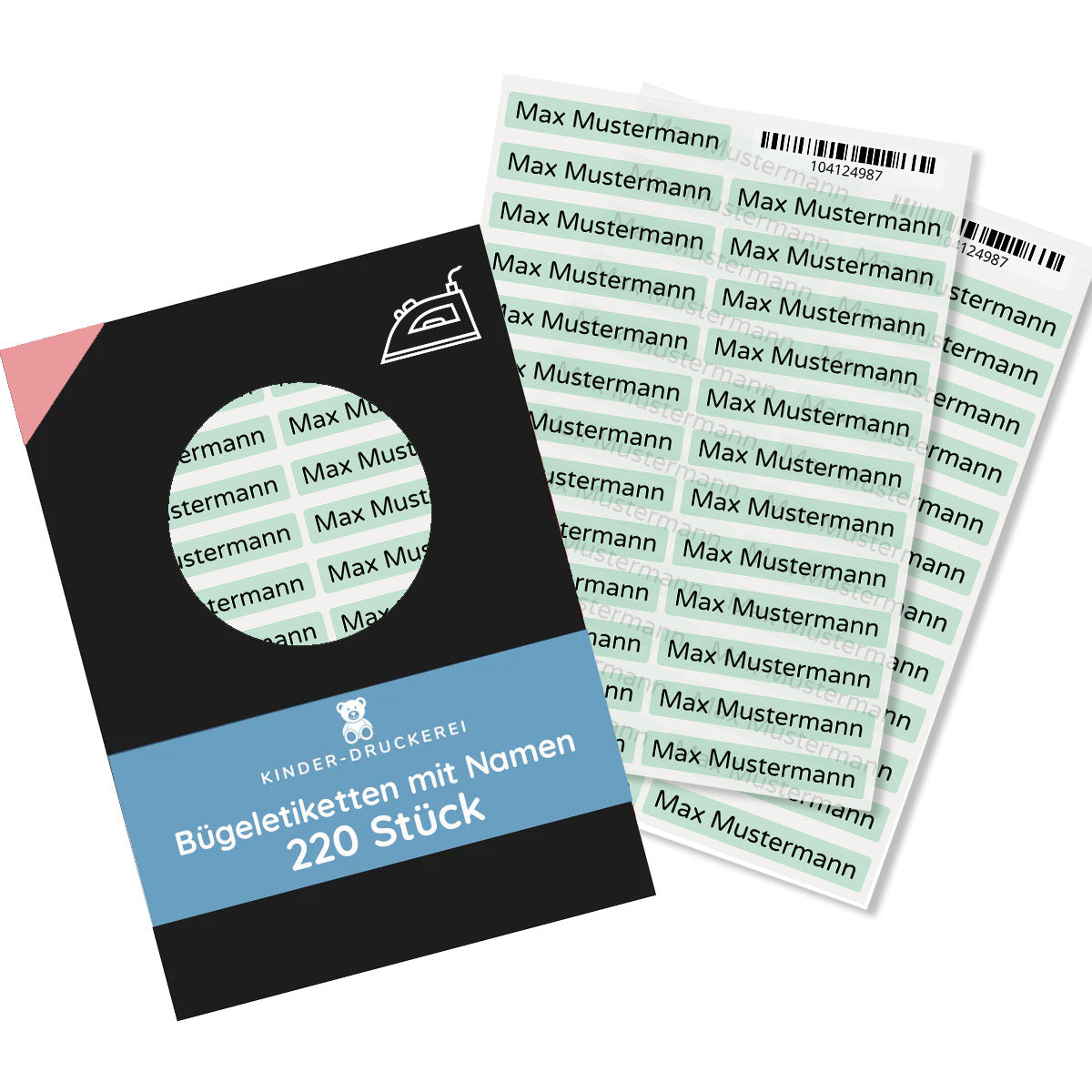 Bügeletiketten mit Namen (60x9 mm 220 Stück zum Aufbügeln) - kinder-druckerei.de