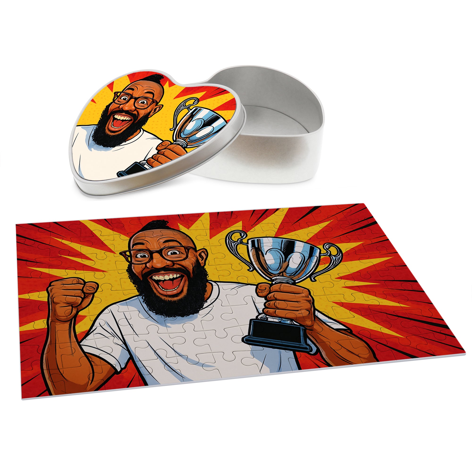 Puzzle mit Karikatur und Text (inkl. Herzdose – 96 Teile) - kinder-druckerei.de