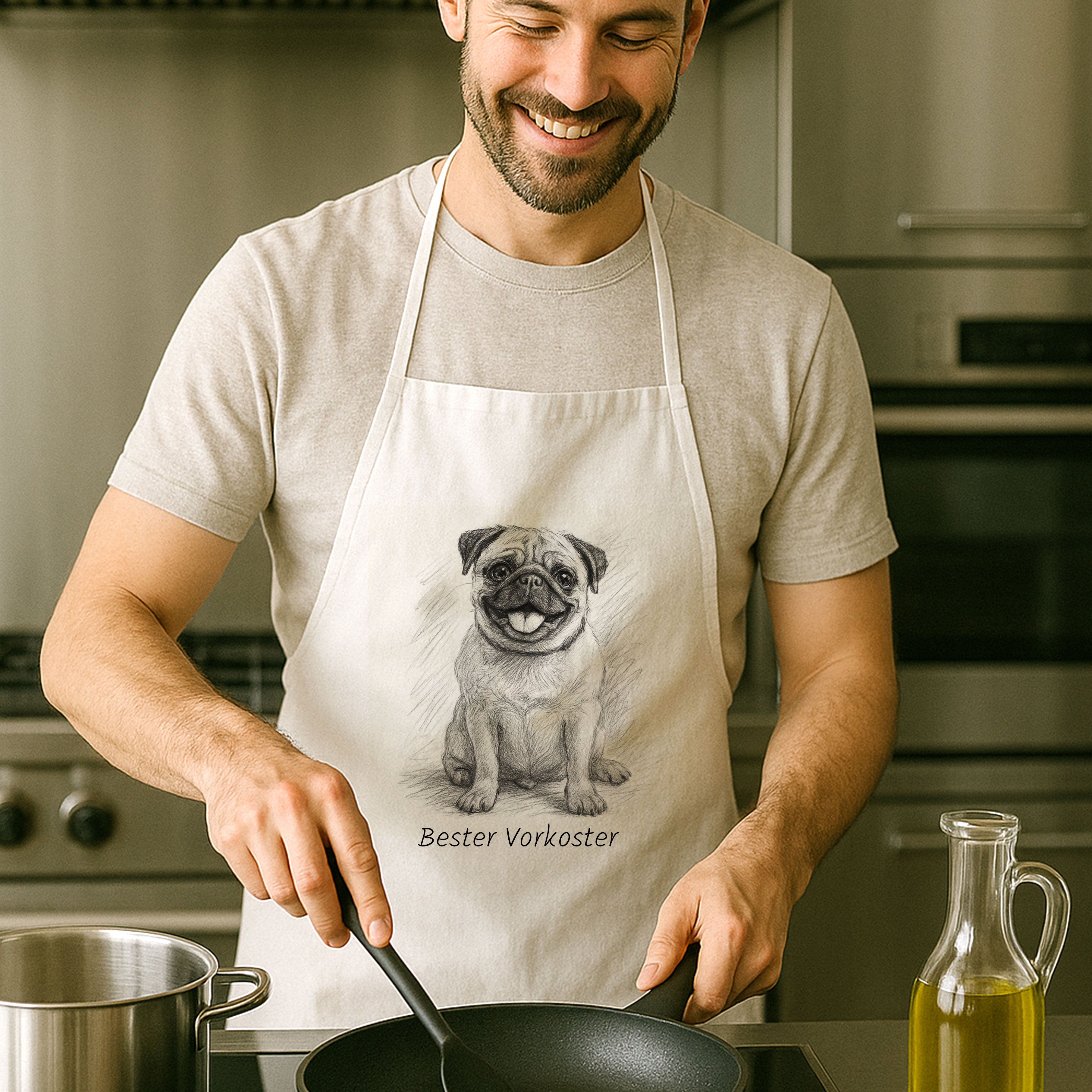 Schürze mit Bleistiftzeichnung & Text - kinder-druckerei.de