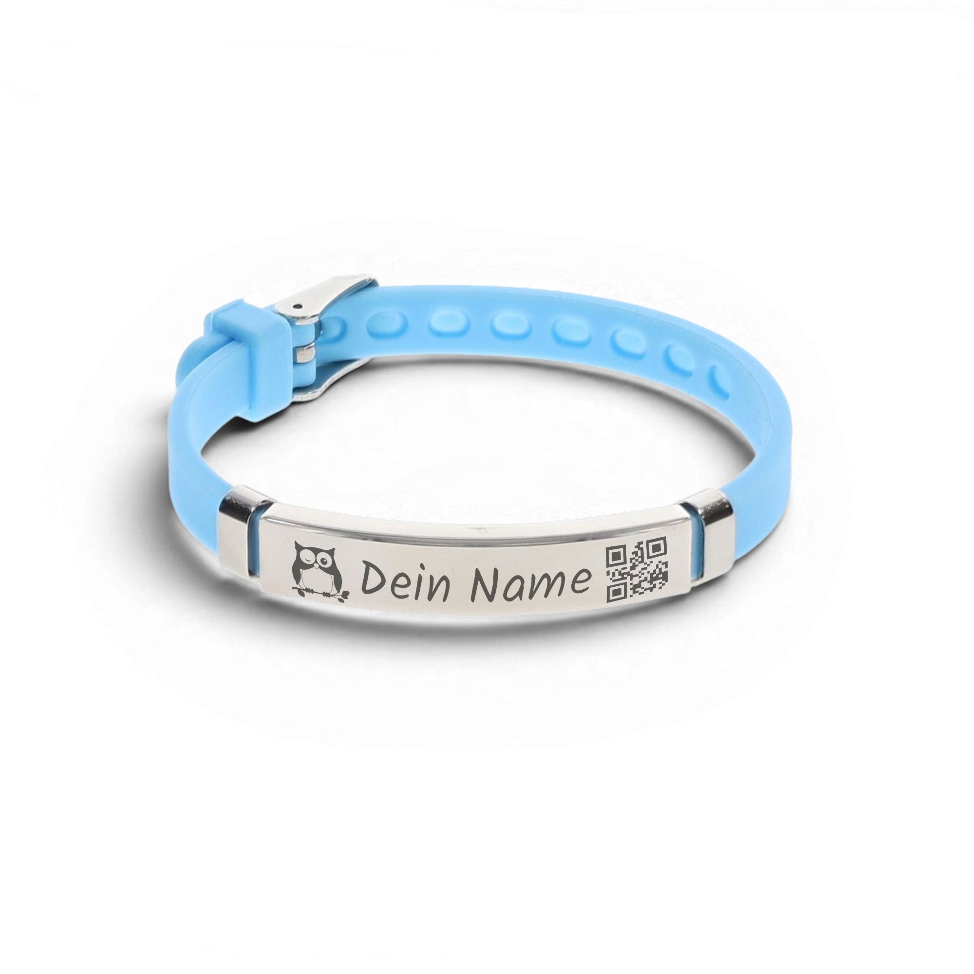 SOS Armband Kinder - Kinderarmband aus Silikon und Edelstahl mit Gravur in 3 Farben