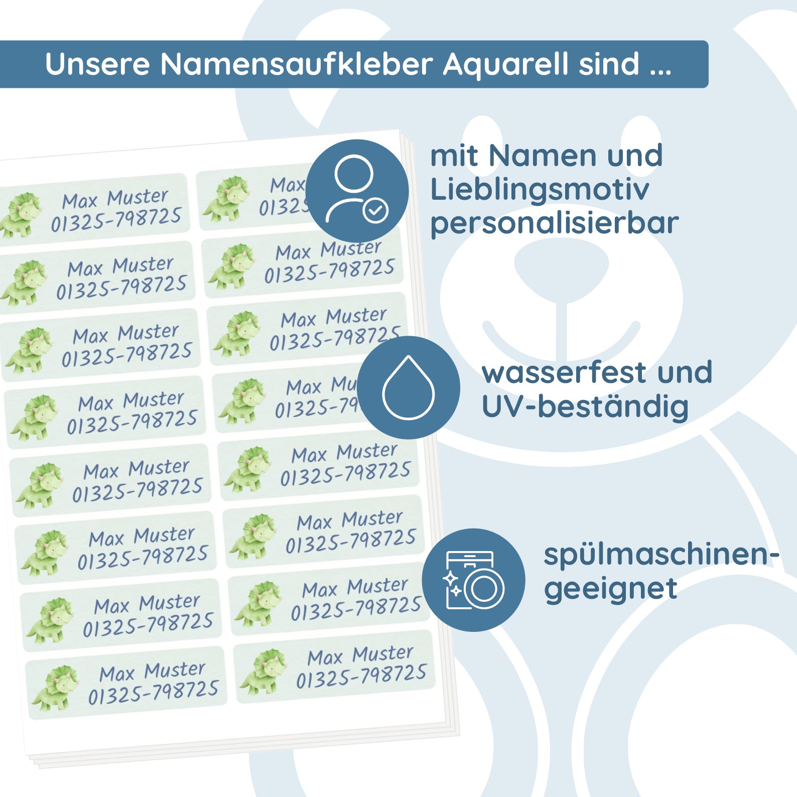 Mehrzeilige Namensaufkleber Aquarell (110 Stück 50x15 mm) - kinder-druckerei.de