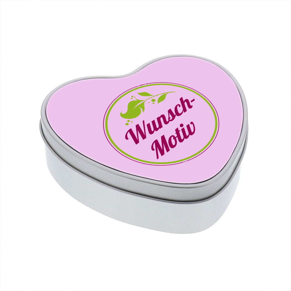 Herzförmige Keksdose / Metalldose mit Wunschmotiv – Personalisierte Geschenkdose