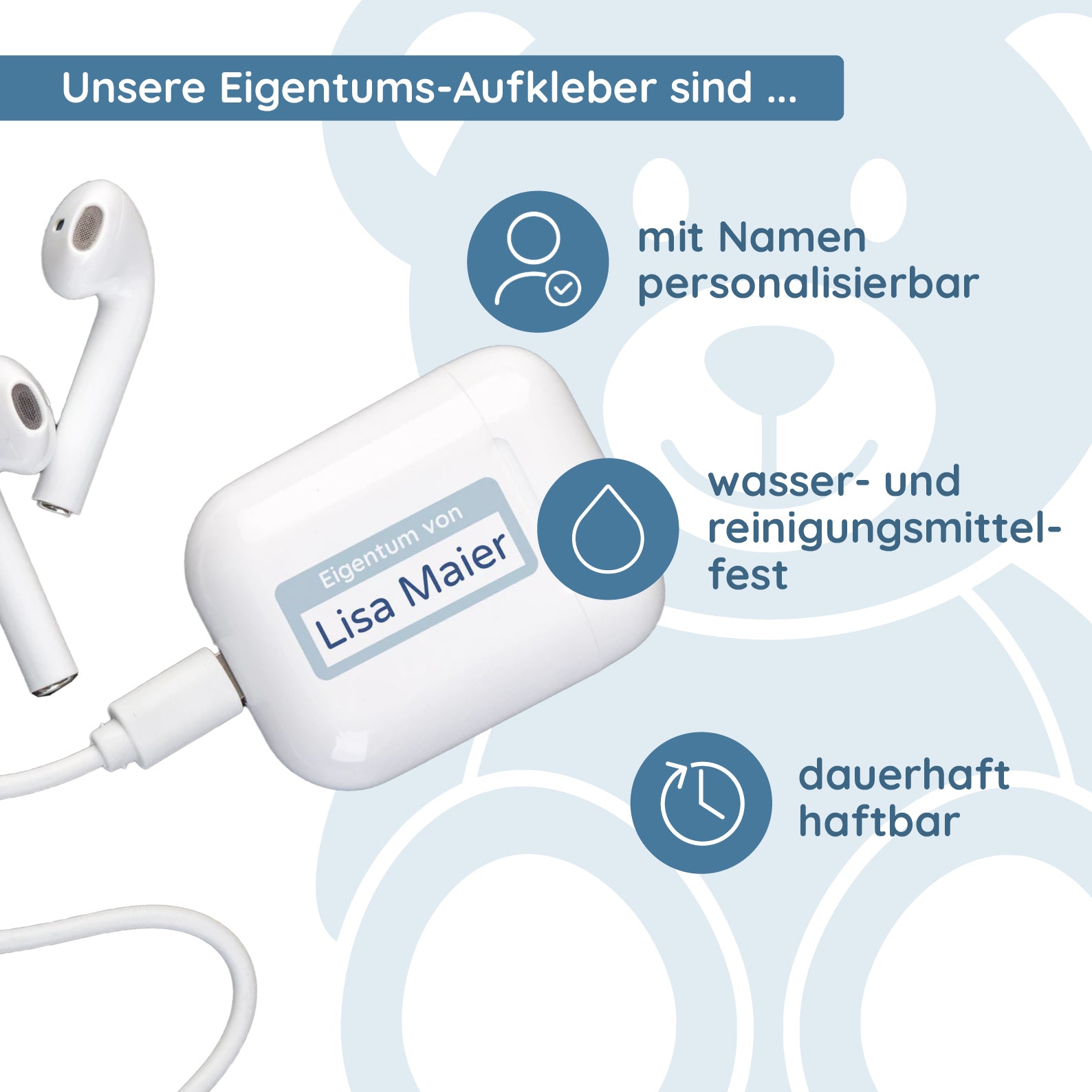 Personalisierte Eigentum-Aufkleber im Einsatz