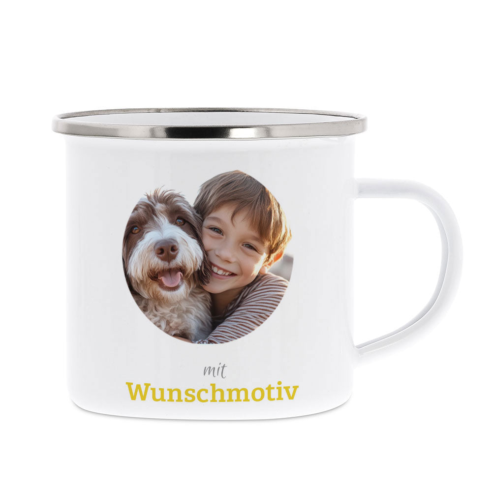 Emaille-Tasse mit Kindermotiv & individuellem Druck