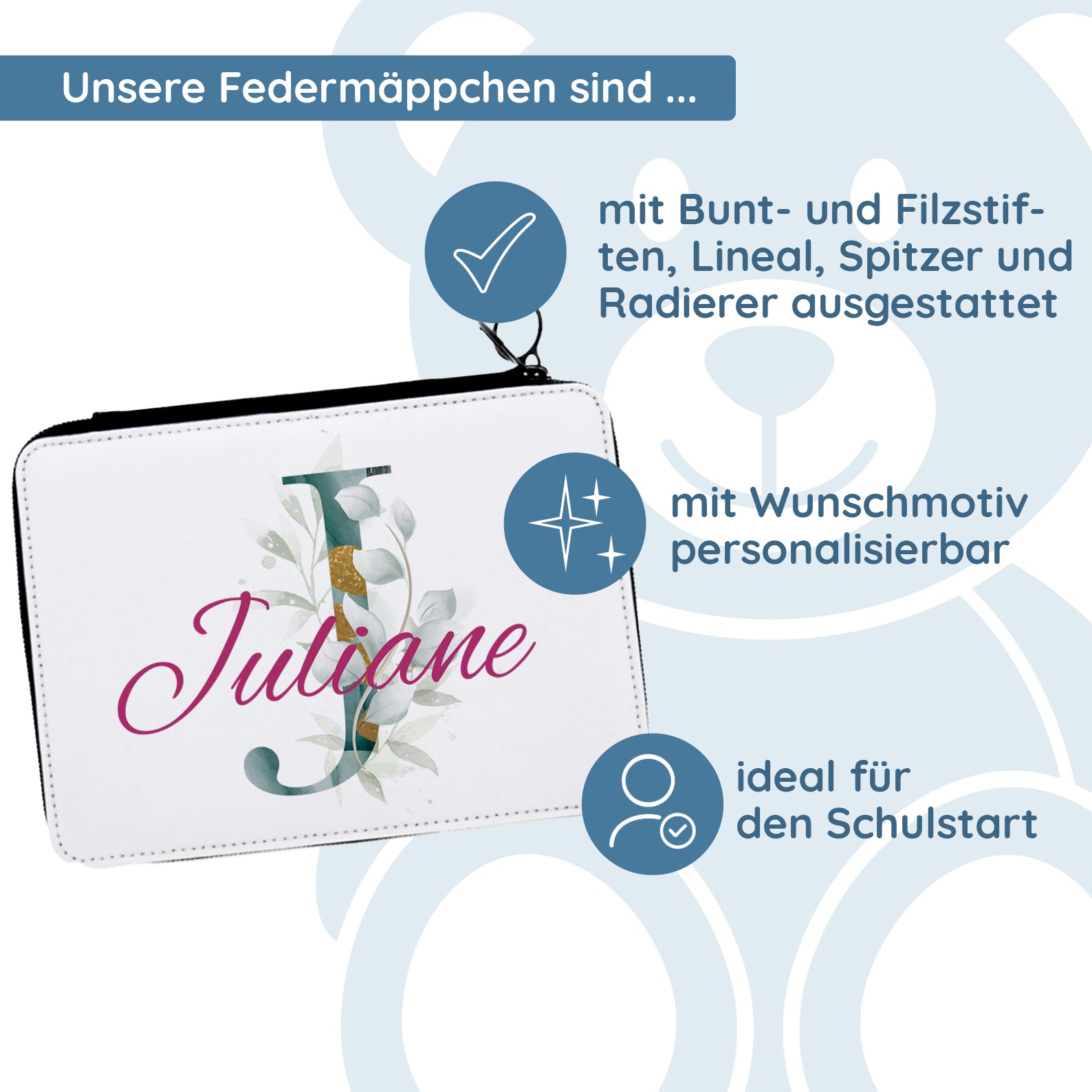 Personalisiertes Federmäppchen mit Wunschmotiv - kinder-druckerei.de