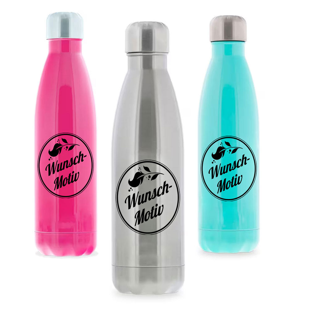 Thermosflasche / Isolierflasche aus Edelstahl mit individuellem Schwarzdruck