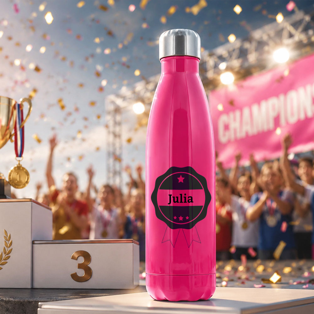 Thermosflasche / Isolierflasche aus Edelstahl mit individuellem Schwarzdruck