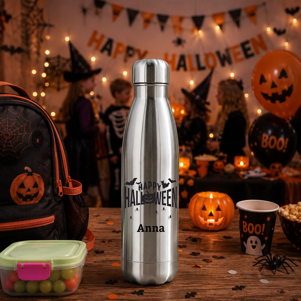 Thermosflasche / Isolierflasche aus Edelstahl mit individuellem Schwarzdruck