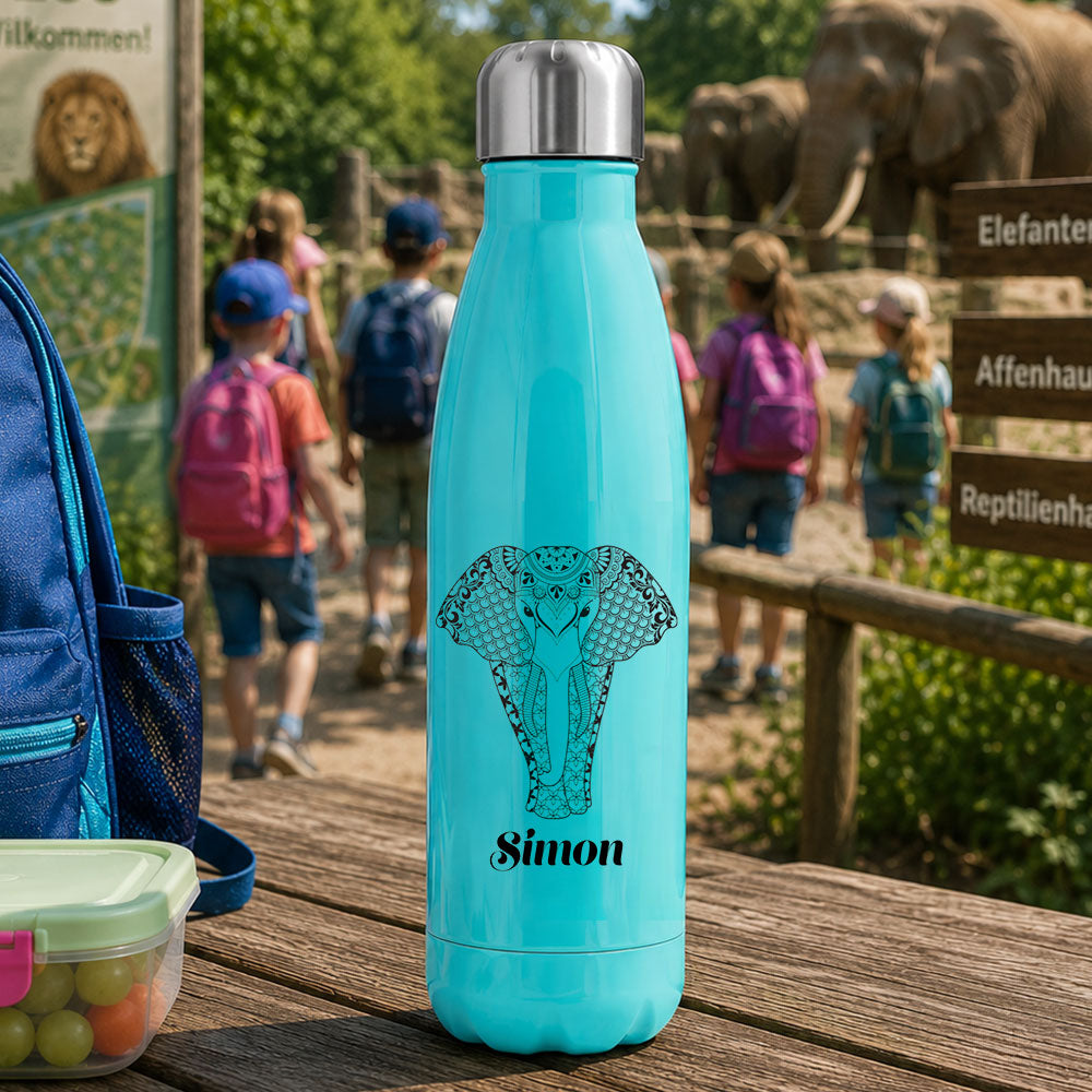 Thermosflasche / Isolierflasche aus Edelstahl mit individuellem Schwarzdruck