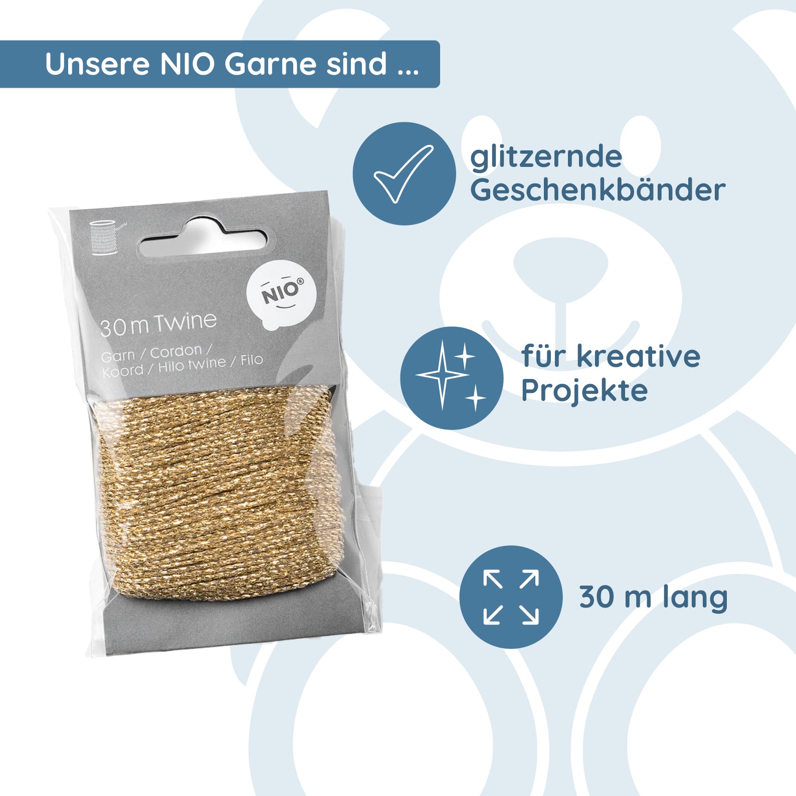 NIO Garn gold glitzernd (30 m) - kinder-druckerei.de