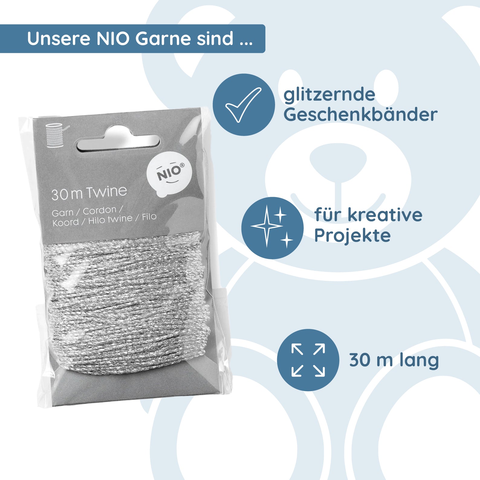 NIO Garn silber glitzernd (30 m) - kinder-druckerei.de