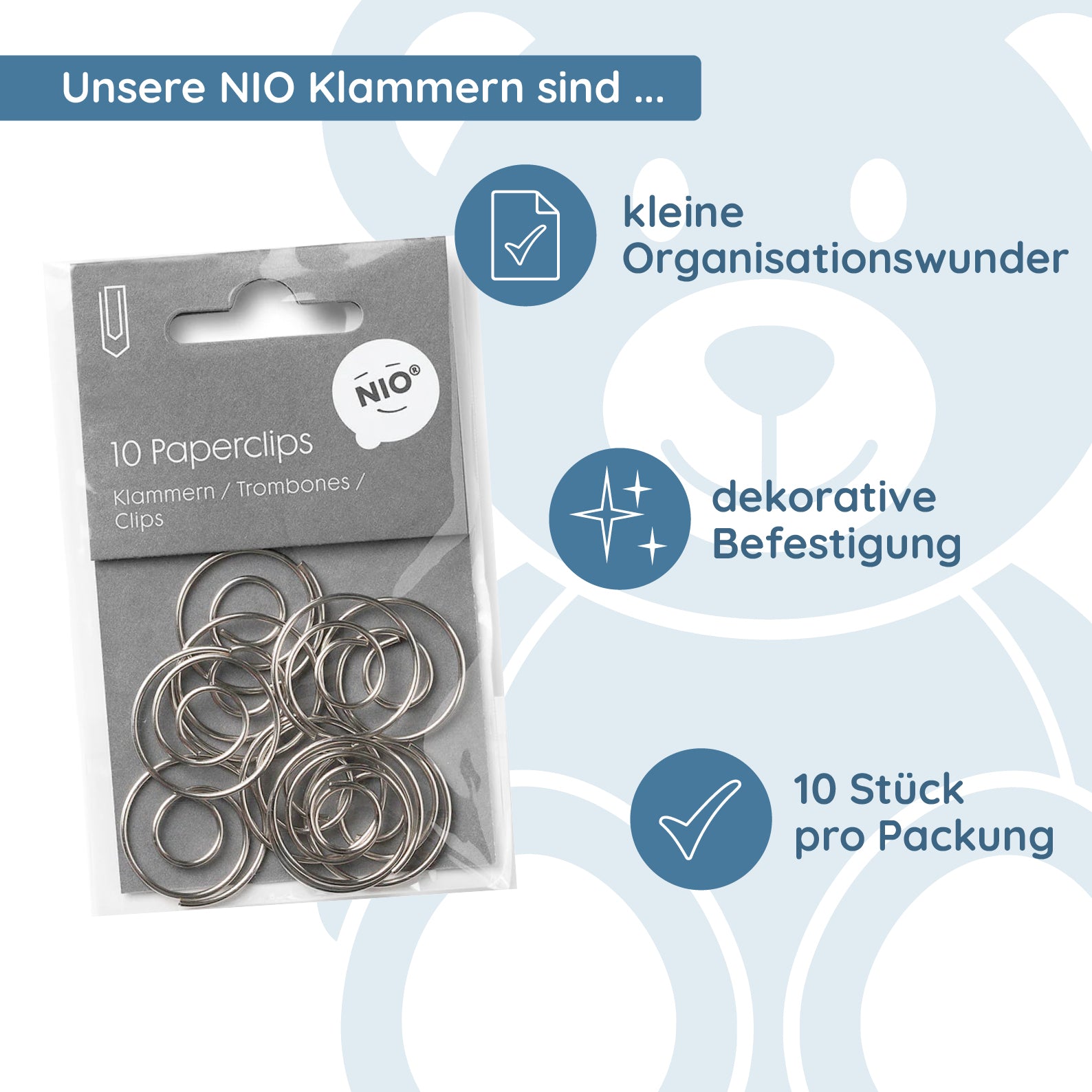 NIO Klammern Spirale silber (10 Stück) - kinder-druckerei.de