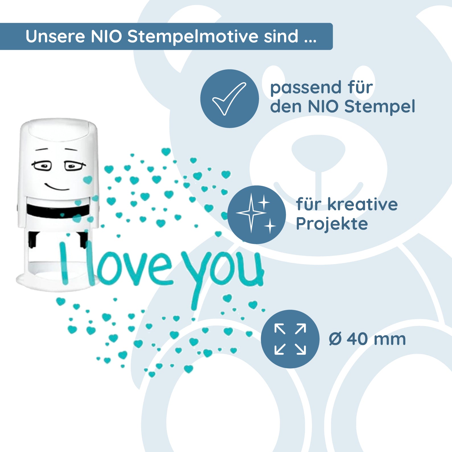 NIO Stempelmotiv - i love you-heart sparkles - kinder-druckerei.de