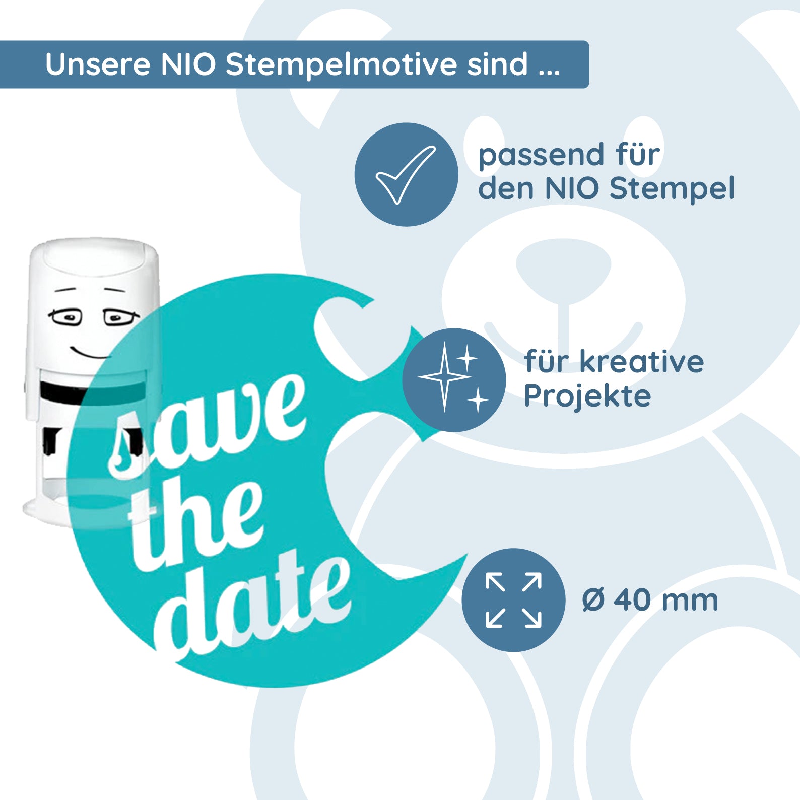 NIO Stempelmotiv - save the date-hearty - kinder-druckerei.de