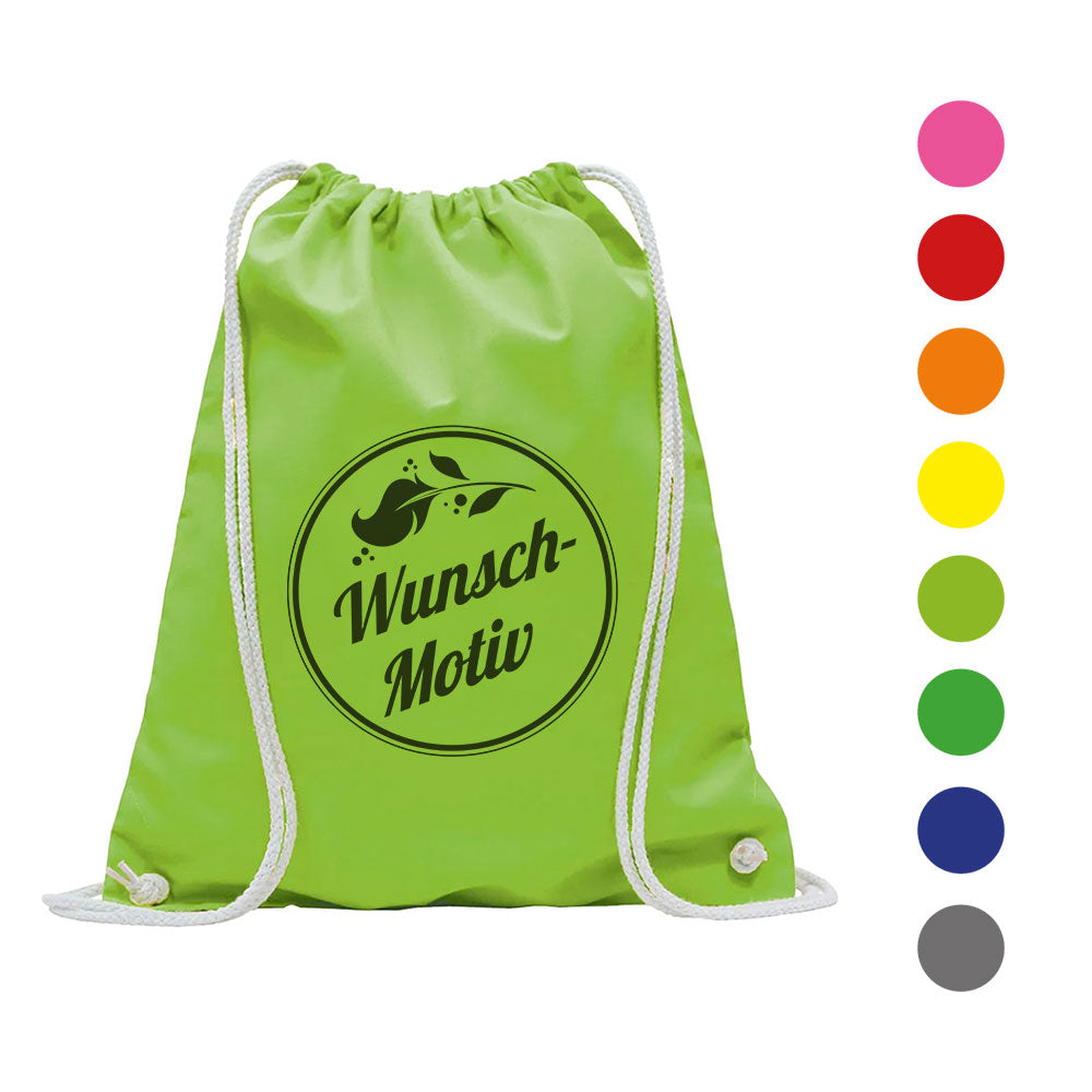 Turnbeutel-Rucksack bunt mit individuellem Druck (bunt)