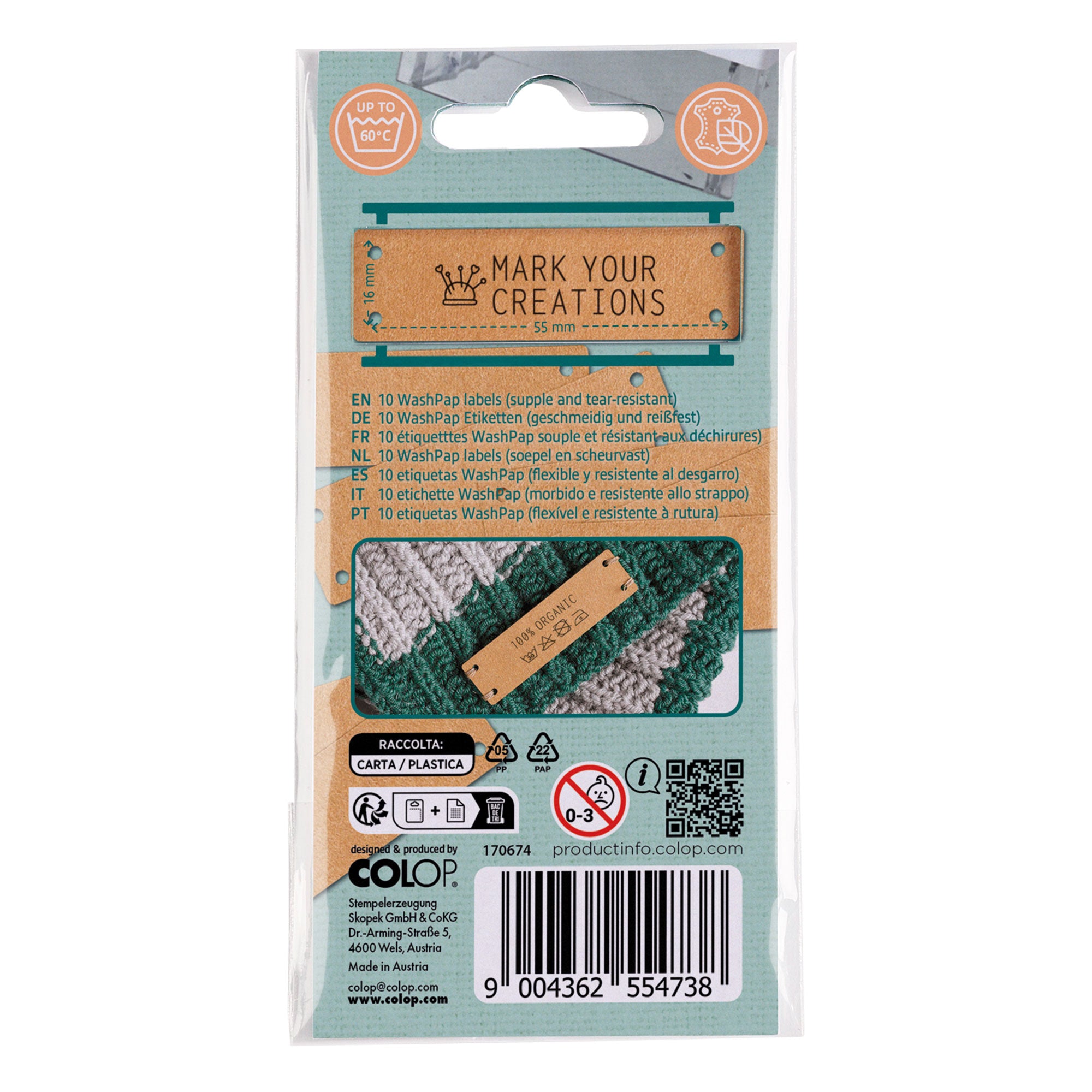 Colop Craft Labeler - Étiquettes à coudre Washpap