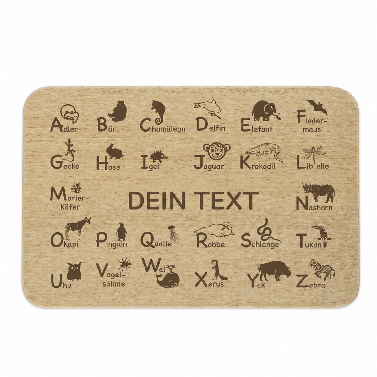 Frühstücksbrettchen ABC mit individueller Gravur zur Einschulung
