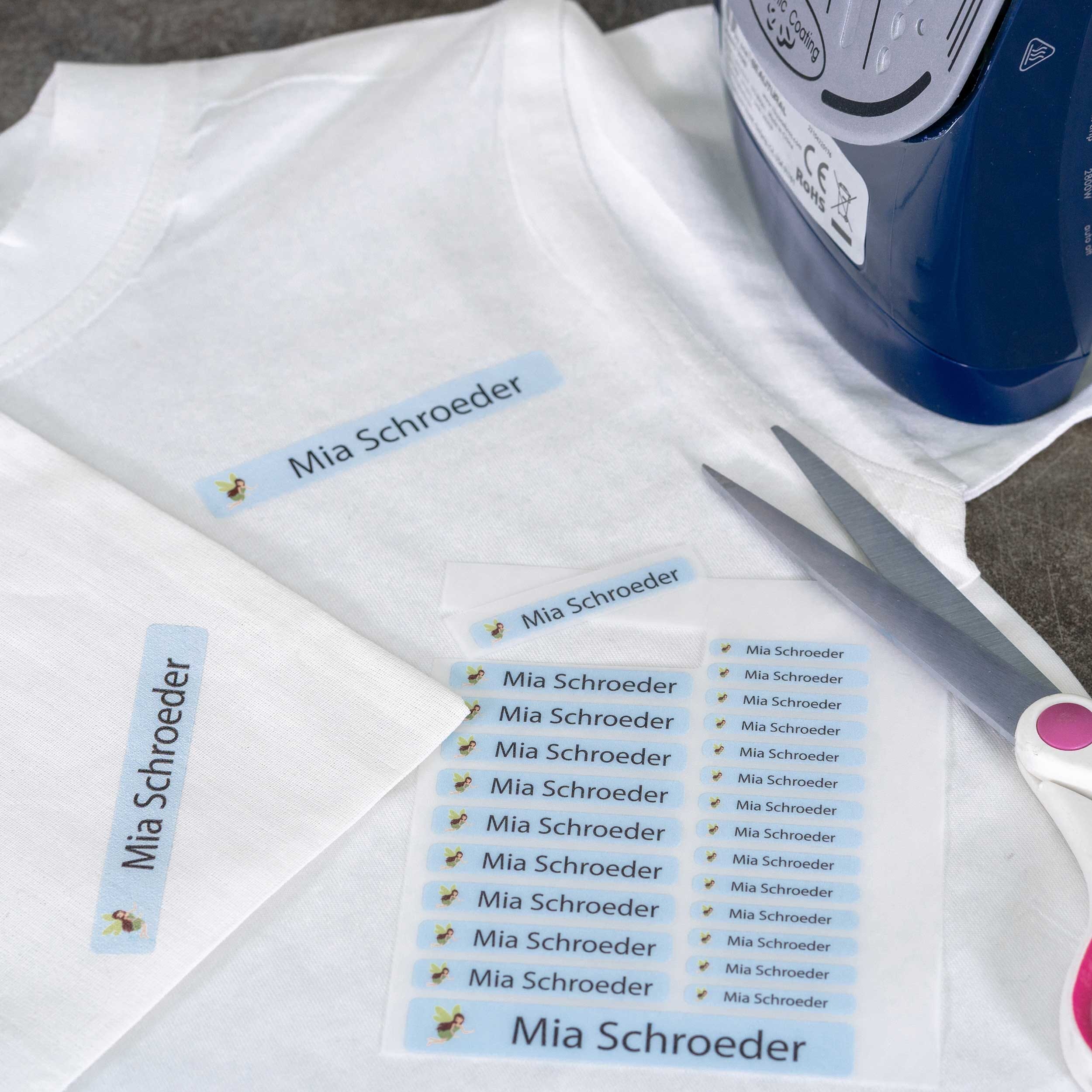 Bügeletiketten für Kinder mit verschiedenen Motiven (Set mit 200 Etiketten)