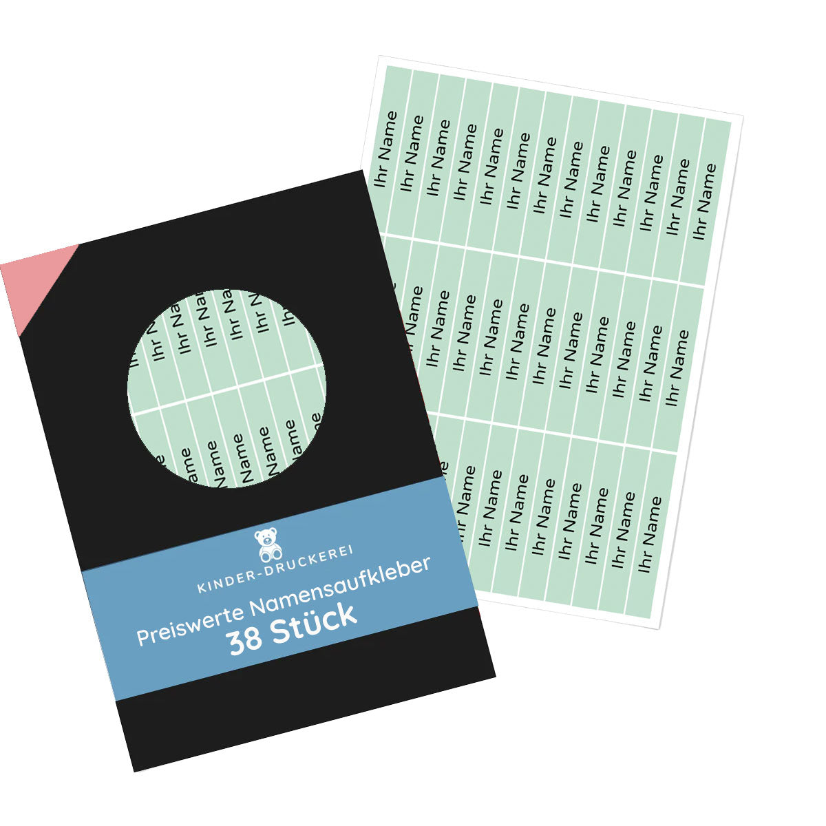Set mit 38 Namensetiketten 49 × 8 mm