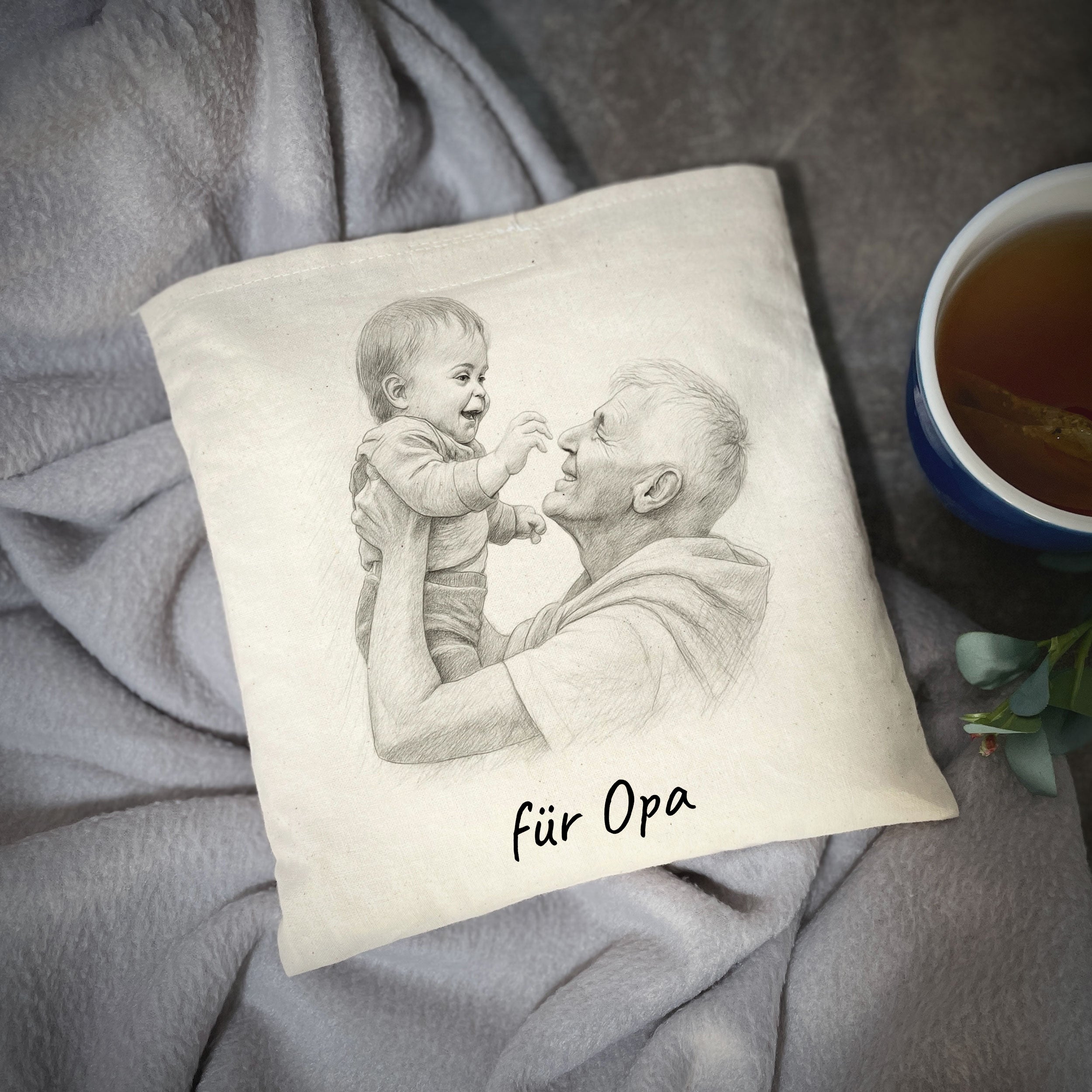 Kirschkernkissen mit Bleistiftzeichnung & Text - kinder-druckerei.de