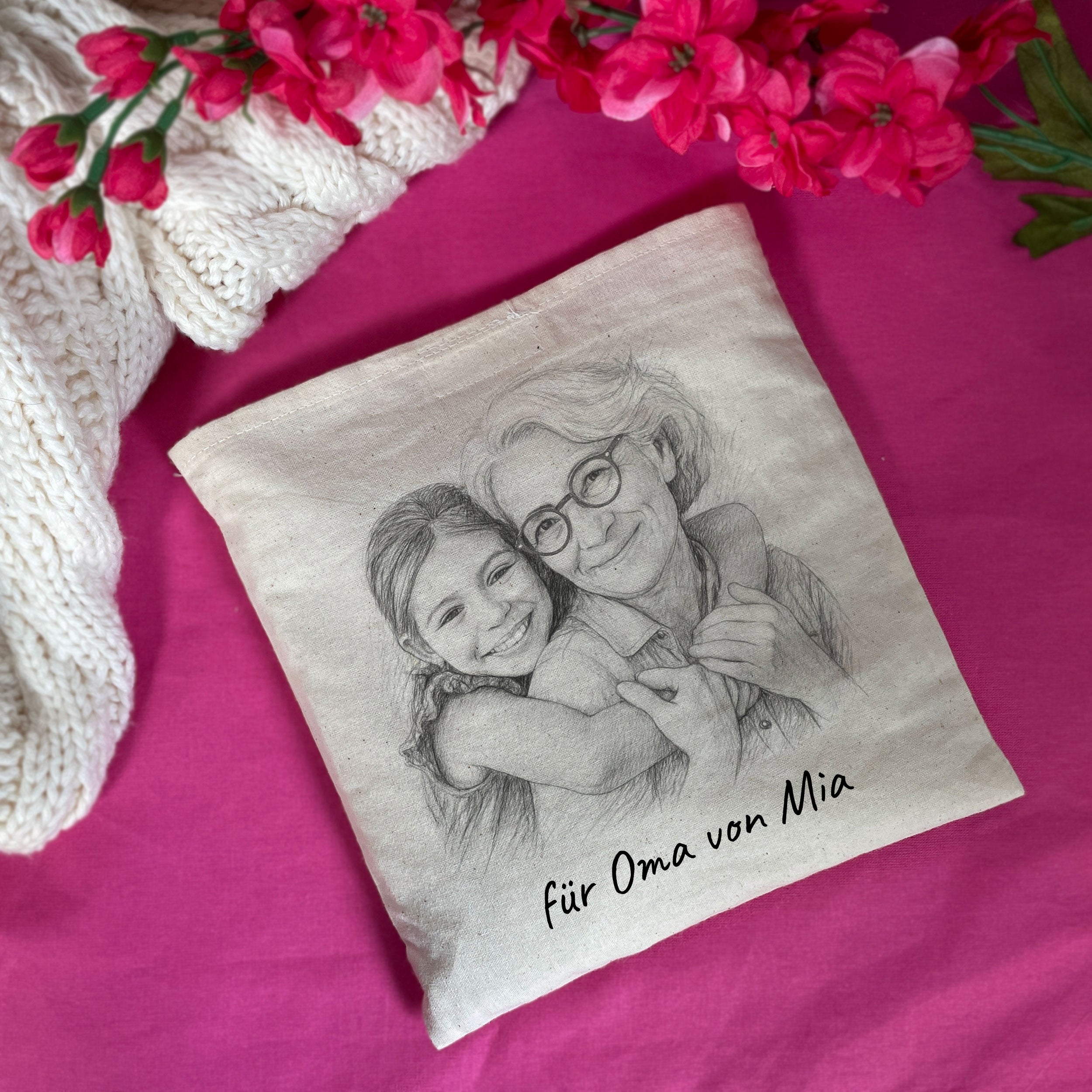 Kirschkernkissen mit Bleistiftzeichnung & Text - kinder-druckerei.de