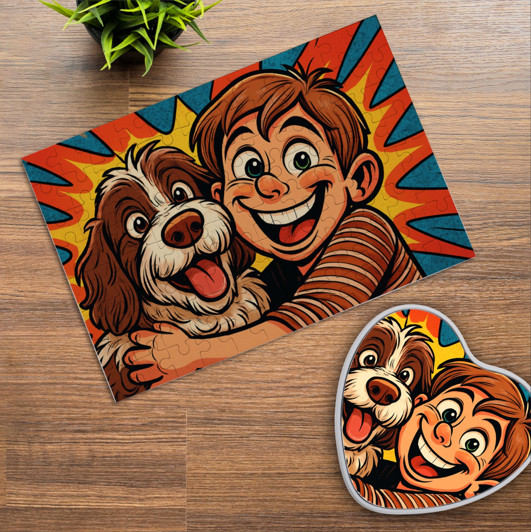 Puzzle mit Karikatur und Text (inkl. Herzdose – 96 Teile) - kinder-druckerei.de