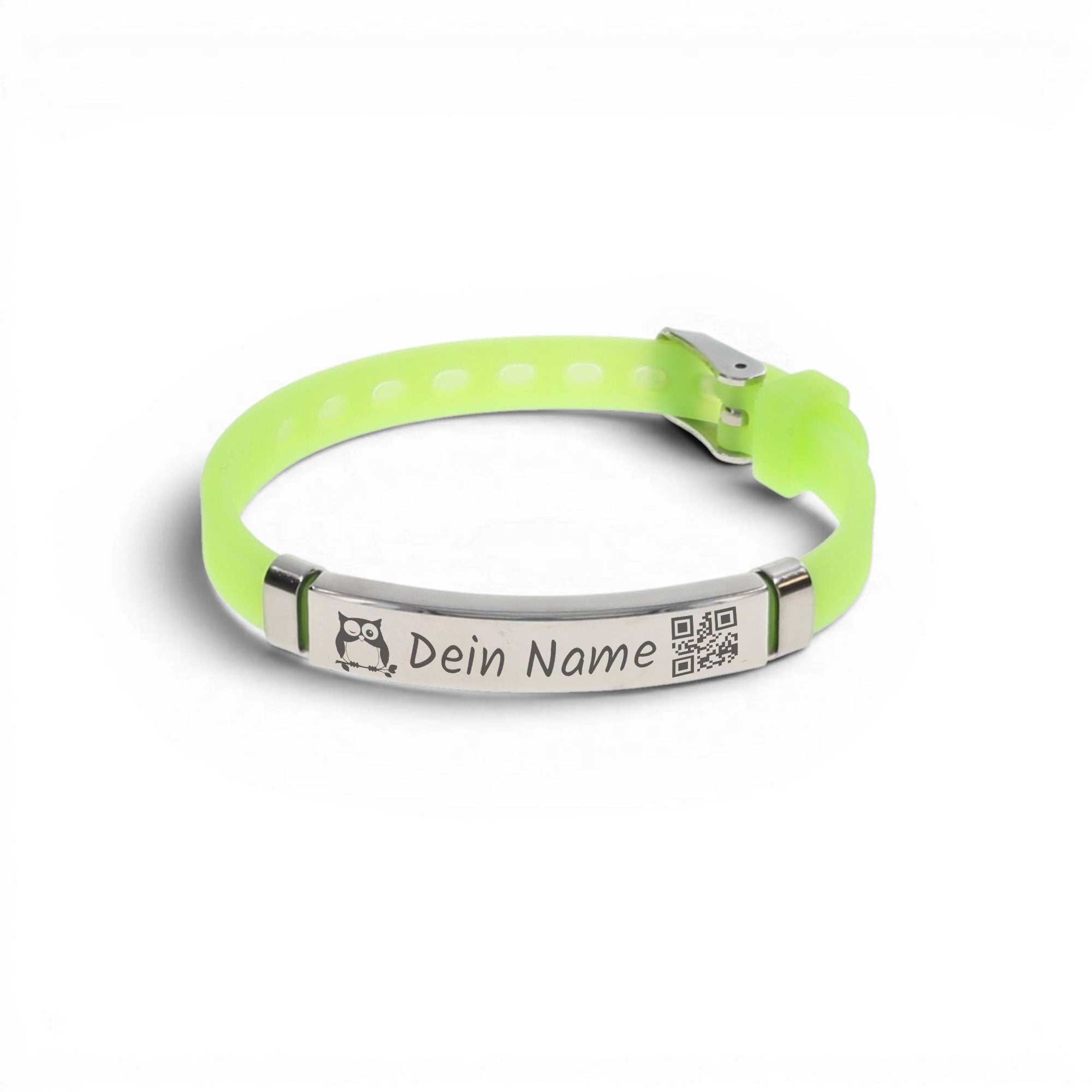 SOS Armband Kinder - Kinderarmband aus Silikon und Edelstahl mit Gravur in 3 Farben