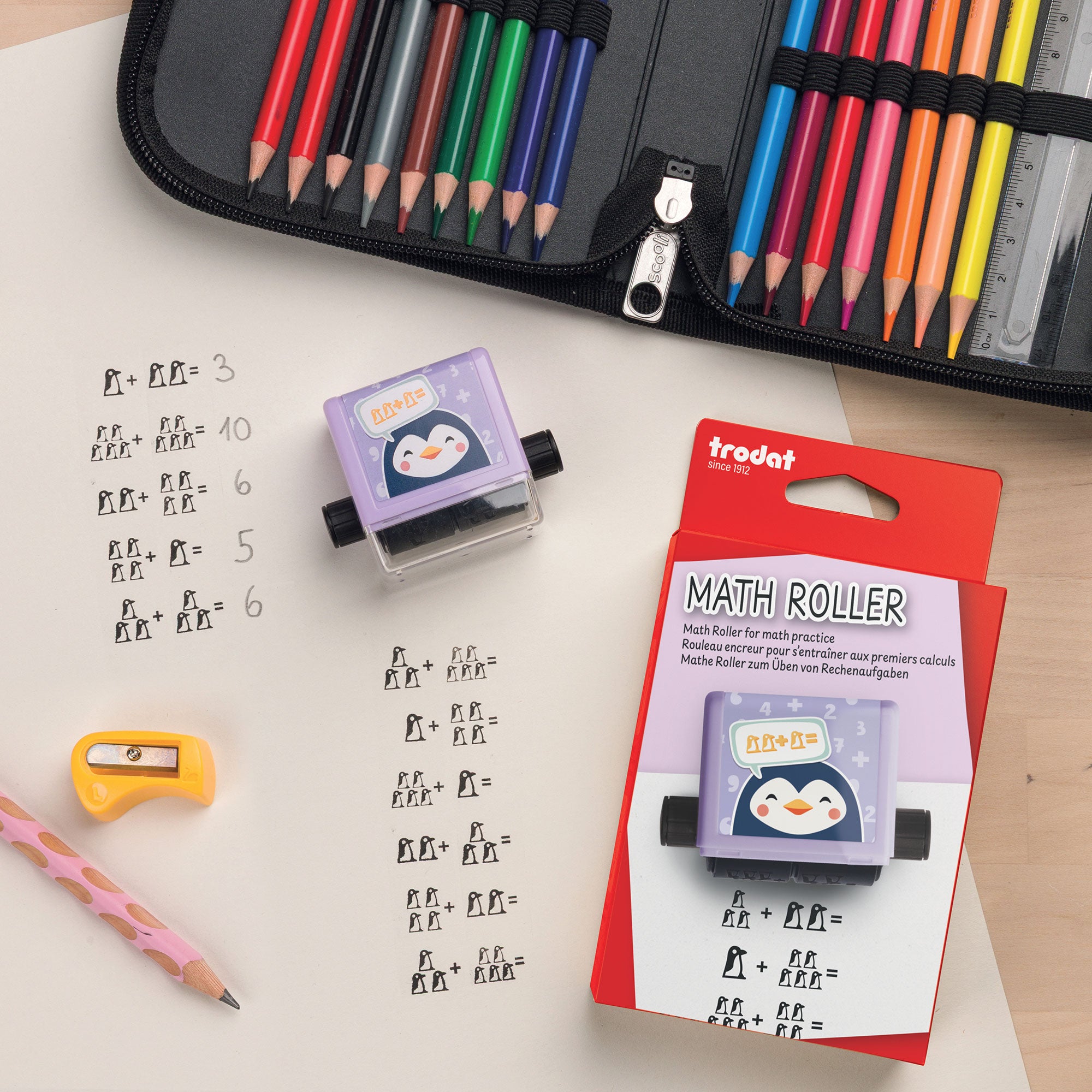 Trodat Mathe Roller – Spielerisch Plusrechnen lernen und üben mit Symbolen