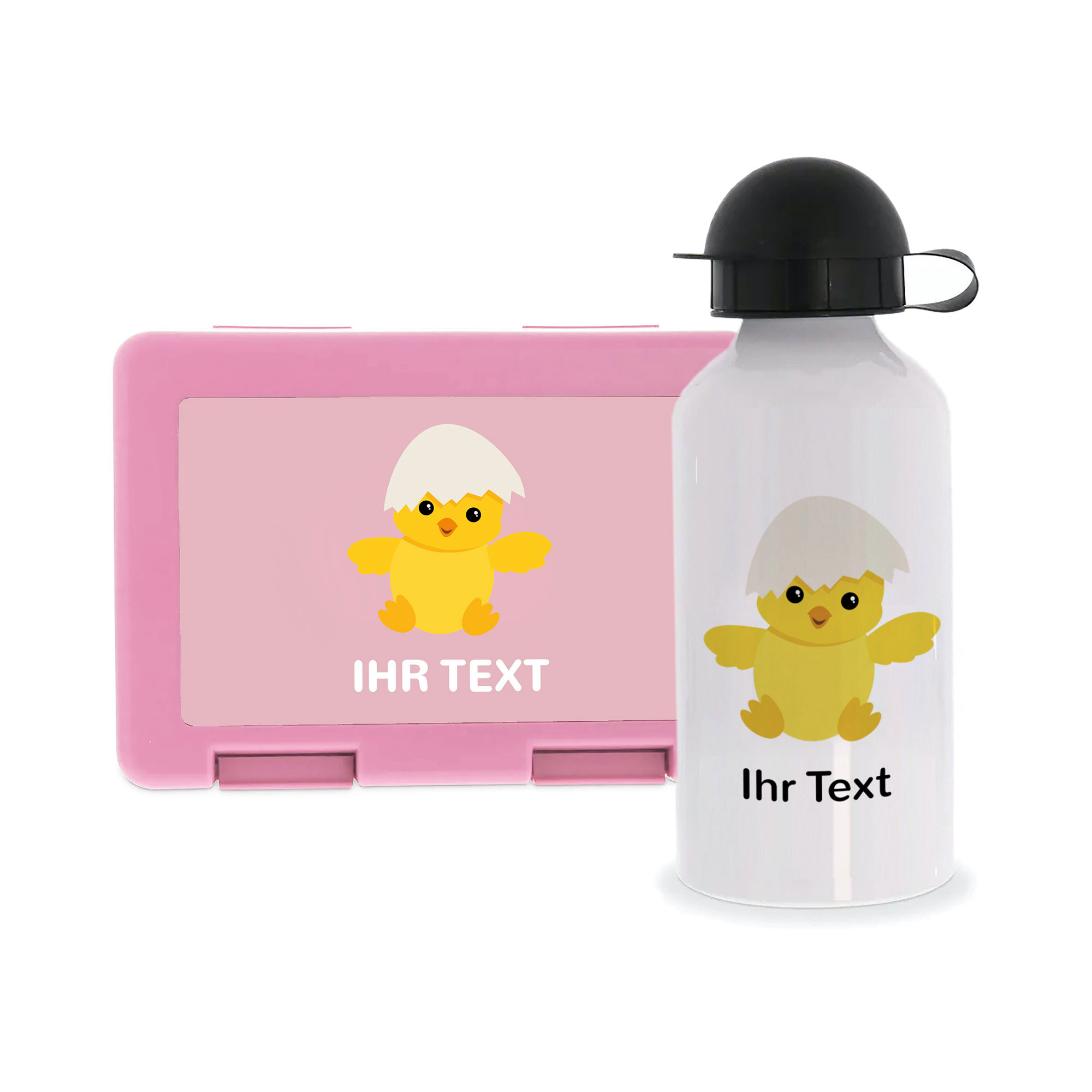 Brotdose & Aluminium Trinkflasche mit Kindermotiv und individuellem Druck