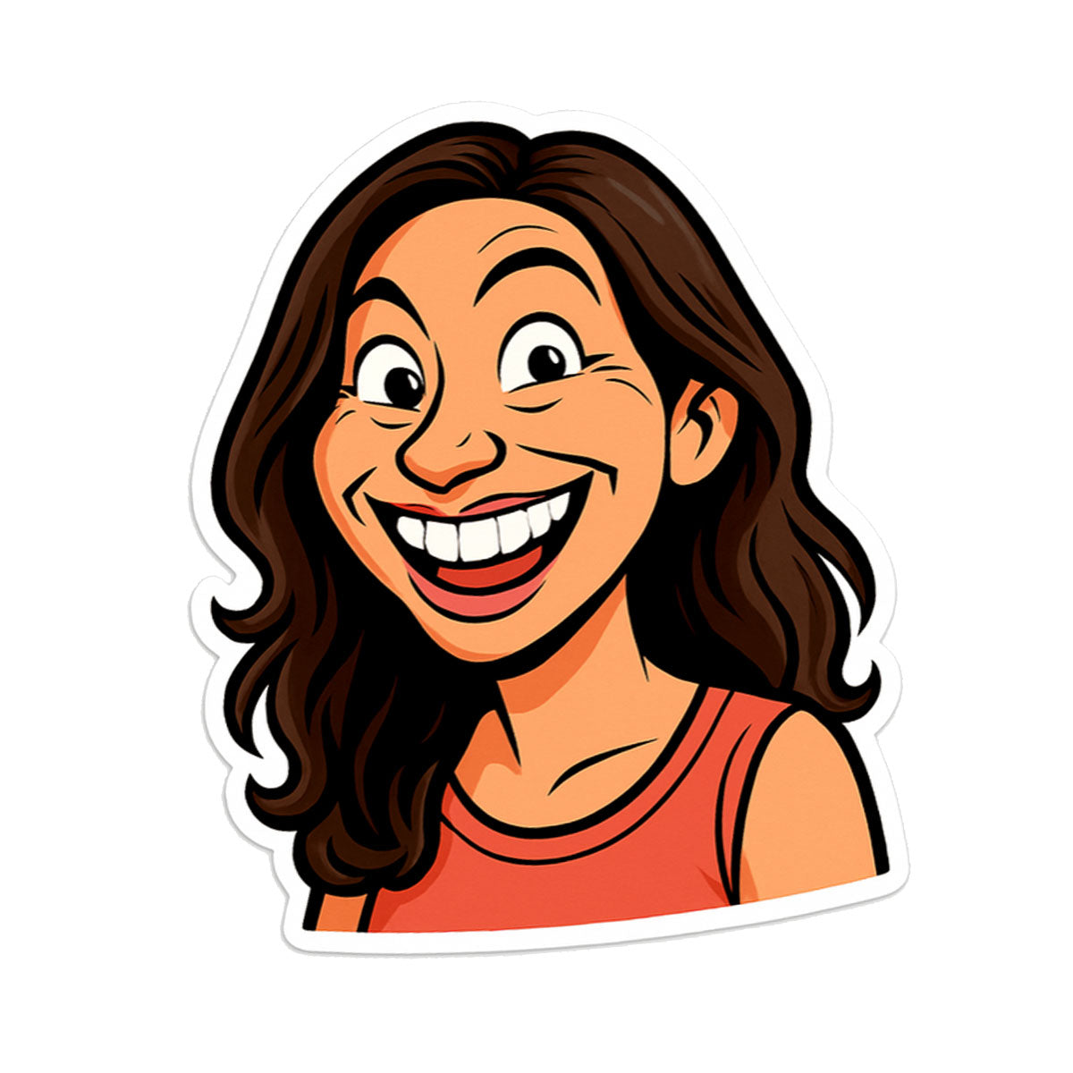 Karikatur-Sticker – Detailansicht der konturgeschnittenen Form