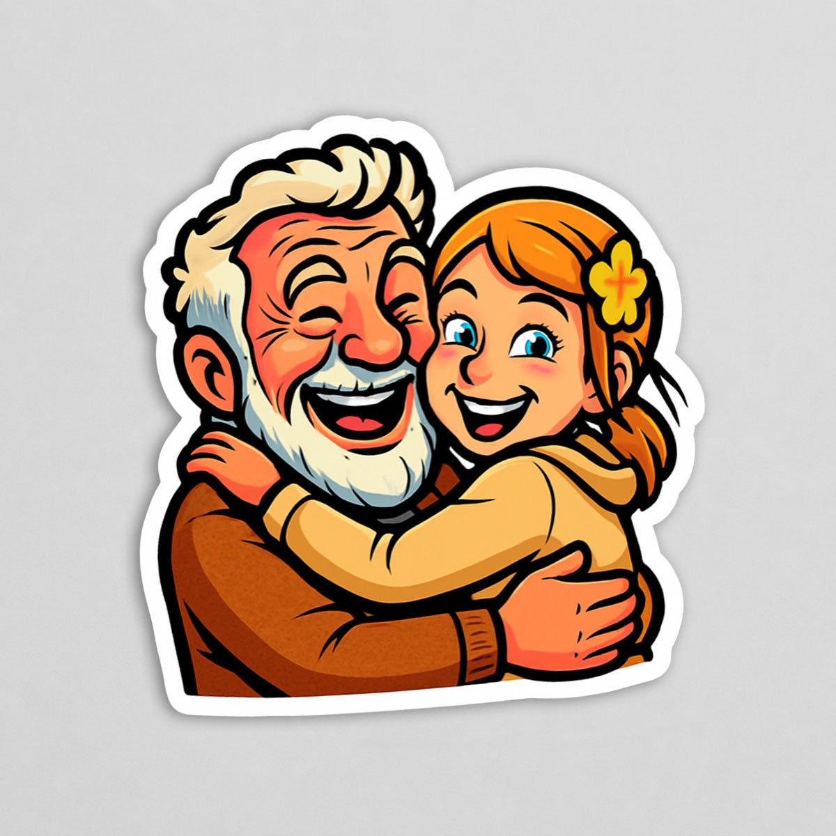 Karikatur-Sticker auf Helm angebracht