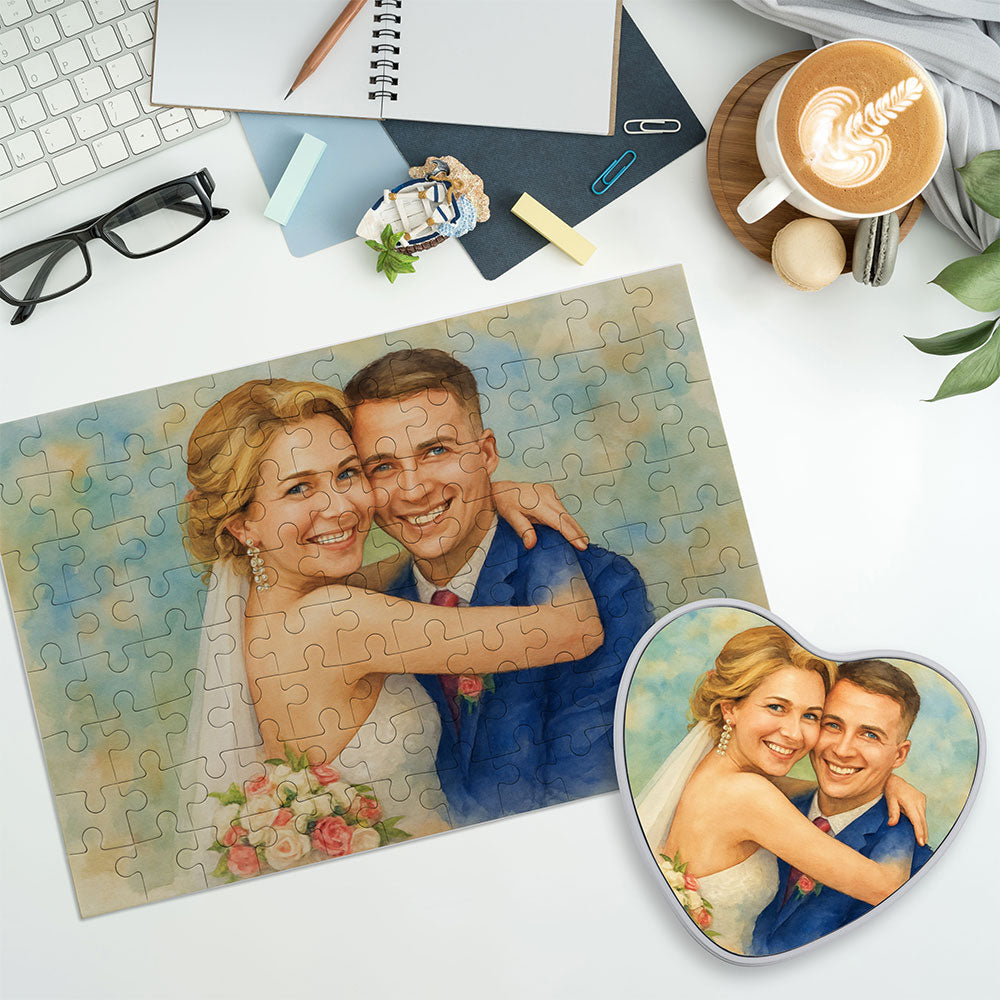 Puzzle mit Aquarellzeichnung und Text (inkl. Herzdose – 96 Teile) - kinder-druckerei.de