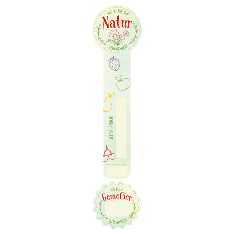 Aufkleber "100 % Natur" von Avery Zweckform, 30 Stück, grüne Frischesiegel mit natürlichem Design, ideal für umweltfreundliche Verpackungen