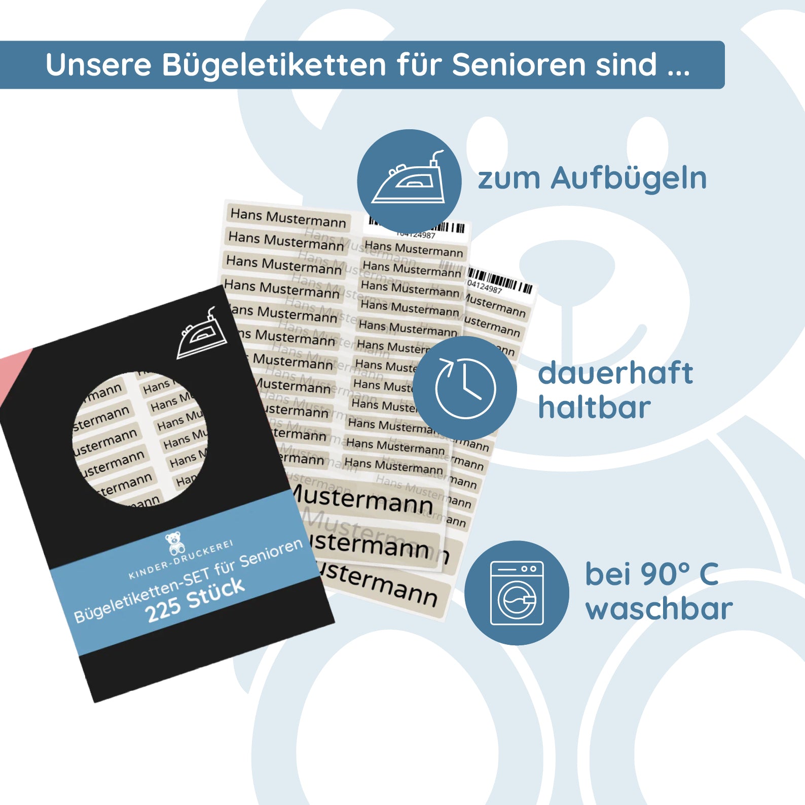 Senioren-Bügeletiketten Set Ansicht