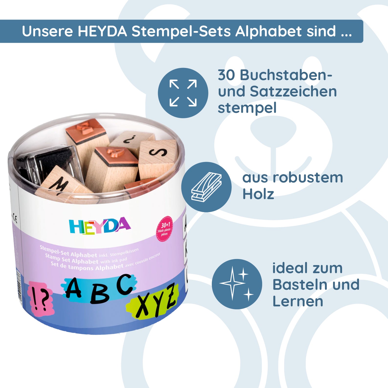 HEYDA Stempel-Set "Alphabet" inkl. Stempelkissen - kinder-druckerei.de