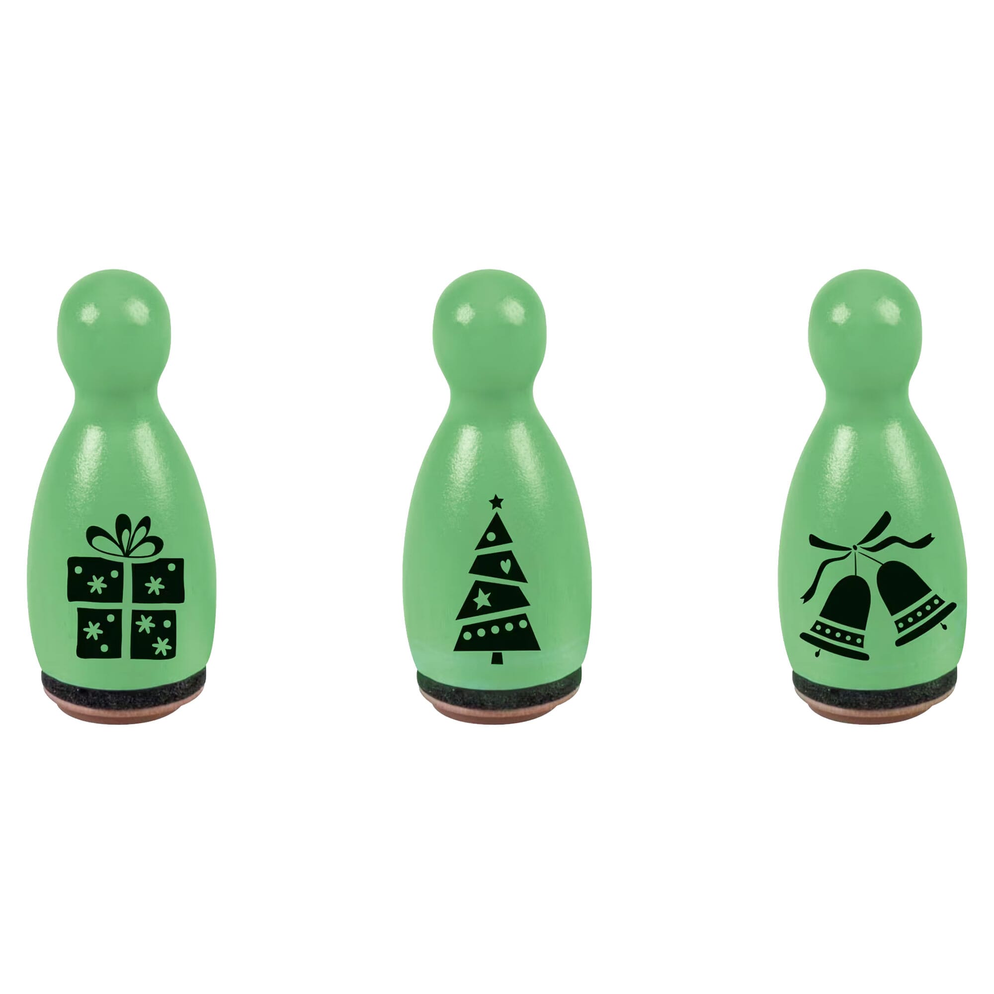 HEYDA Holzstempel-Figuren Set "Weihnachtsmotive" – Grün (3 Stück - Ø 12 mm)