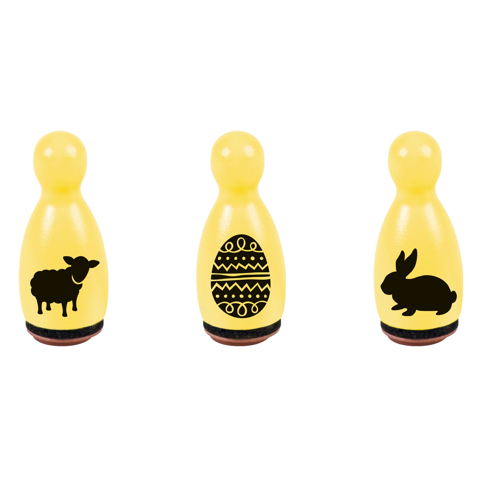 HEYDA Holzstempel-Figuren Set "Ostern" – Gelb (3 Stück - Ø 12 mm)