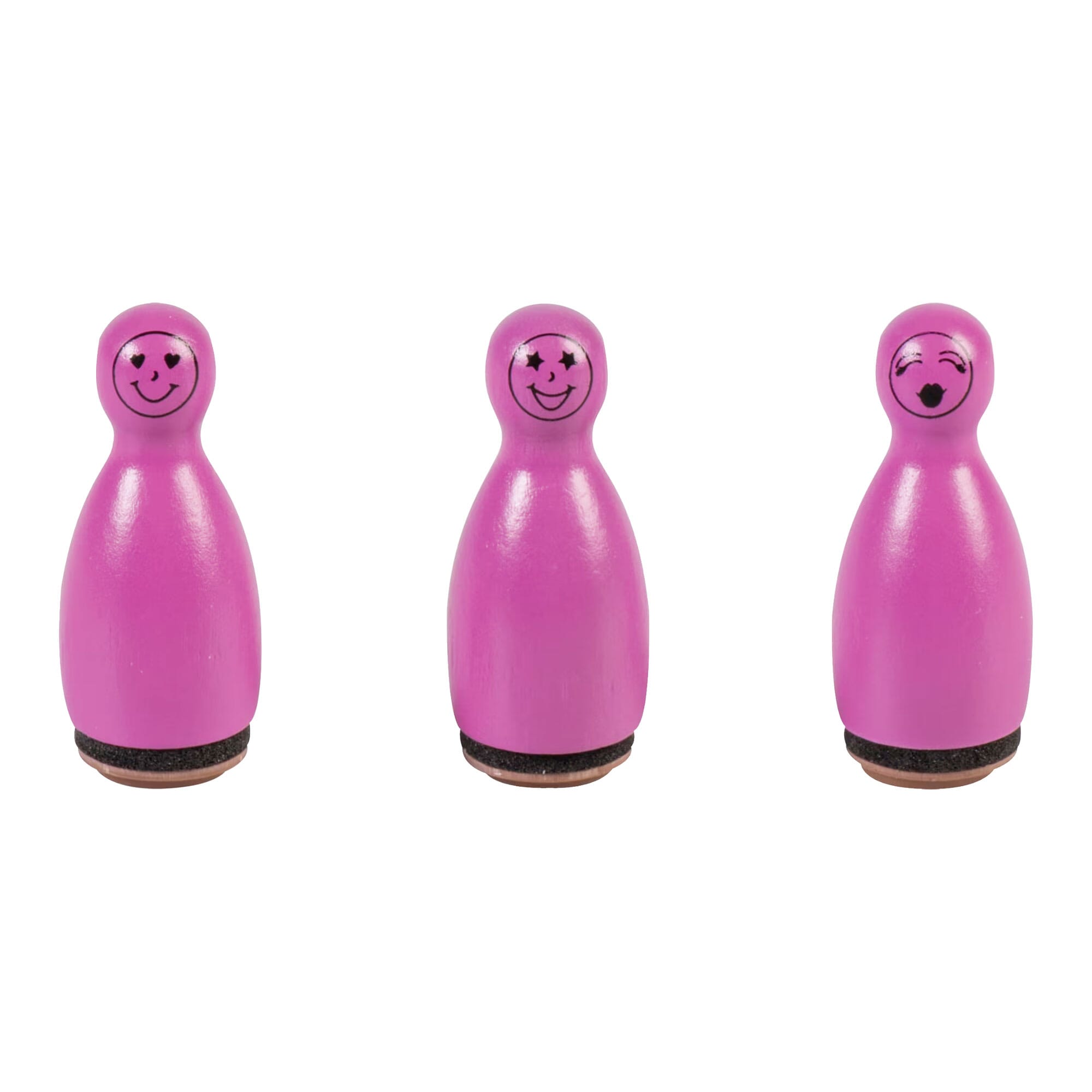 HEYDA Holzstempel Figuren-Set "Gesichter" – Pink (3 Stück - Ø 12 mm)