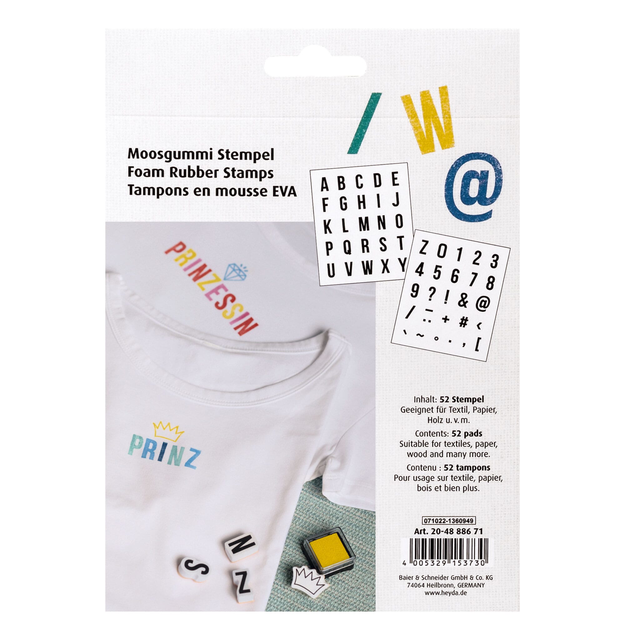 HEYDA Moosgummi Stempel-Set "Alphabet & Zahlen 2" (52 Stück)