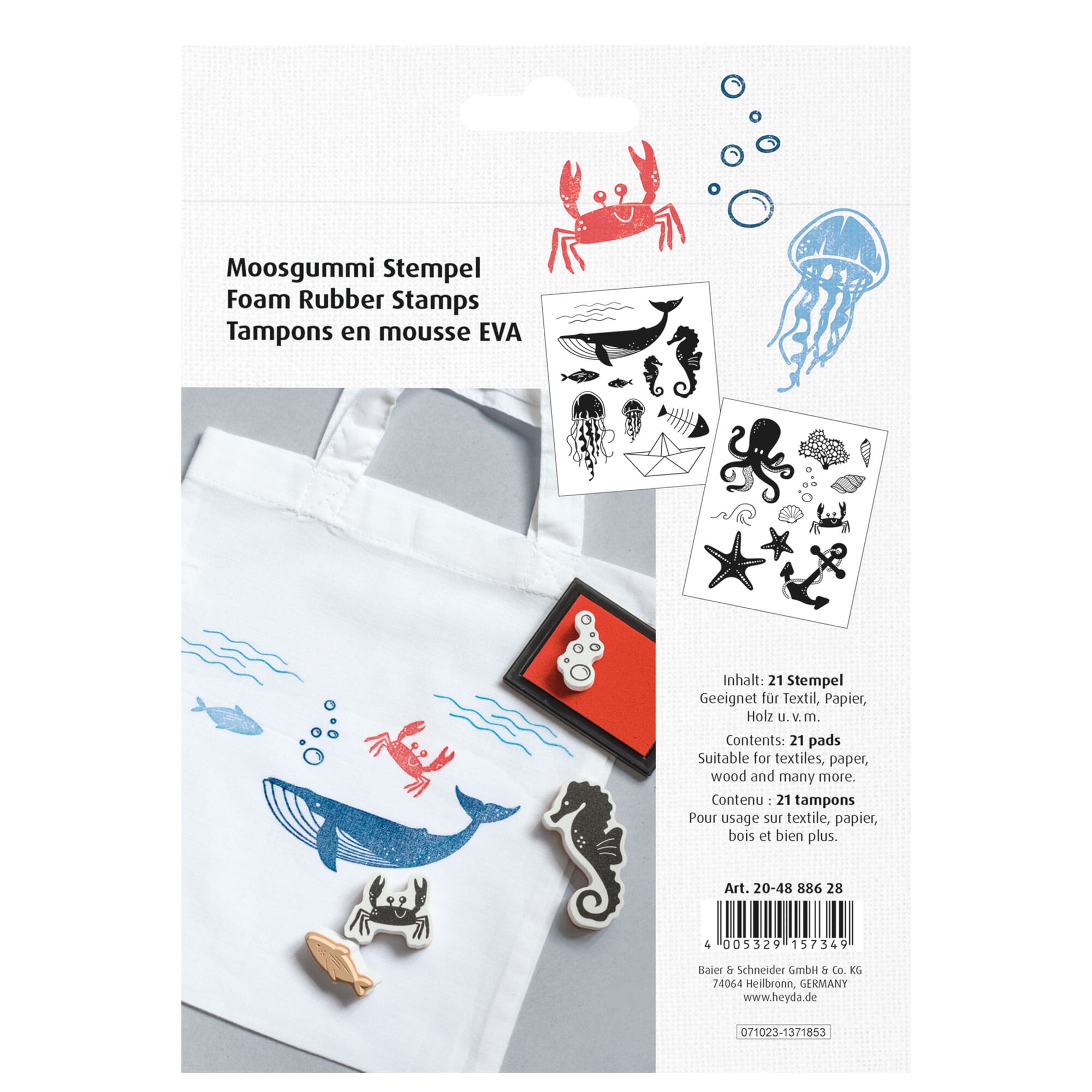 HEYDA Moosgummi Stempel-Set "Maritim" (21 Stück)