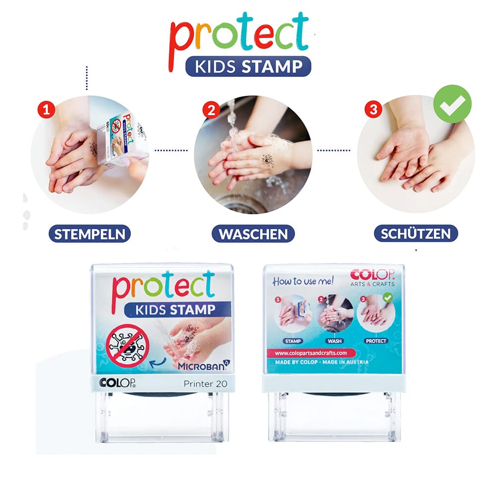 SALE - Protect Kids Stamp - Colop Printer 20 Microban (38x14 mm)