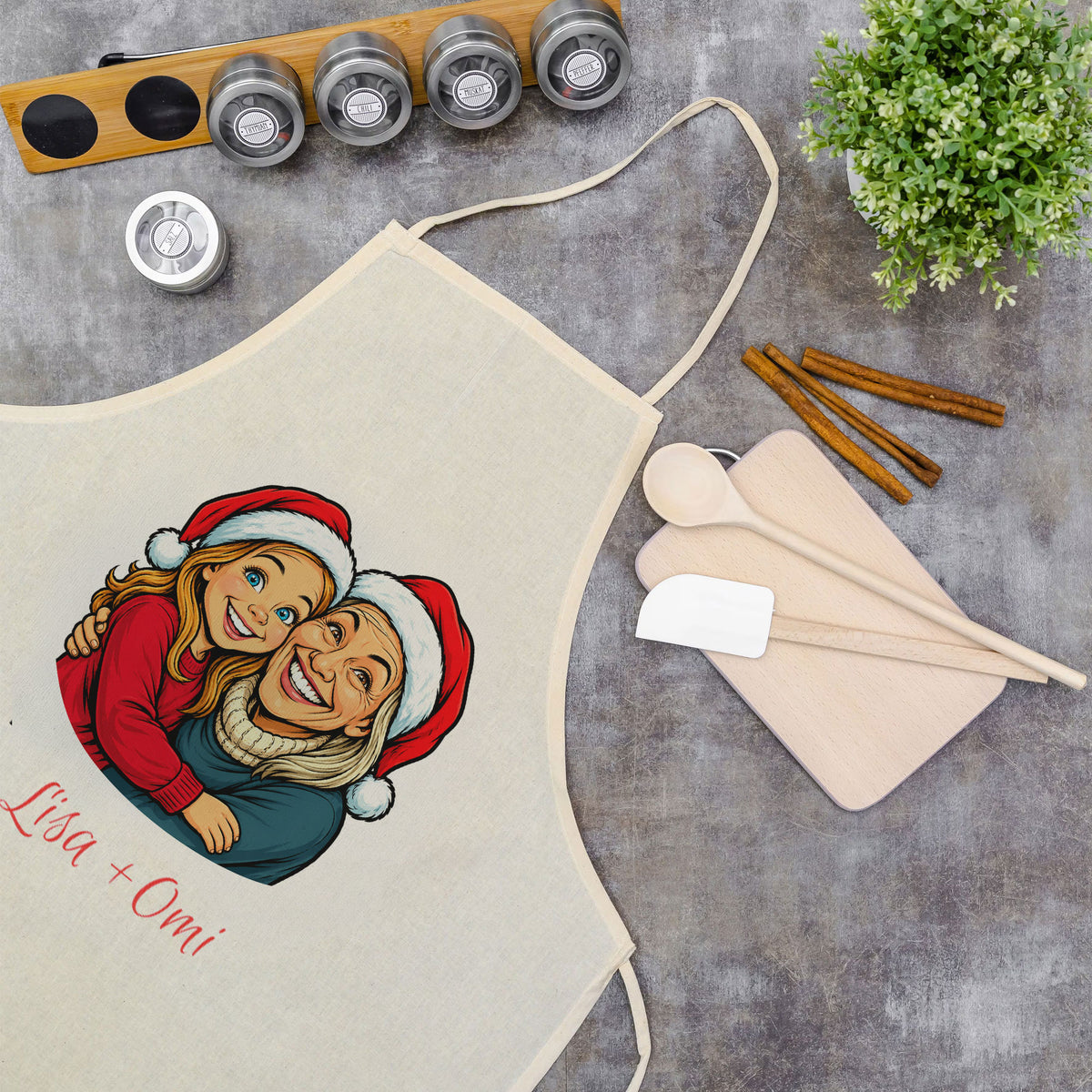 Apron with Caricature & Text